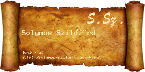 Solymos Szilárd névjegykártya